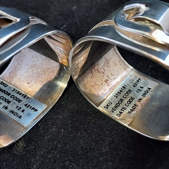 Bloomingdale's Silver Napkin Rings set of 2 Belt in Buckle, Oval Shape -Solid - Picture 5 of 7